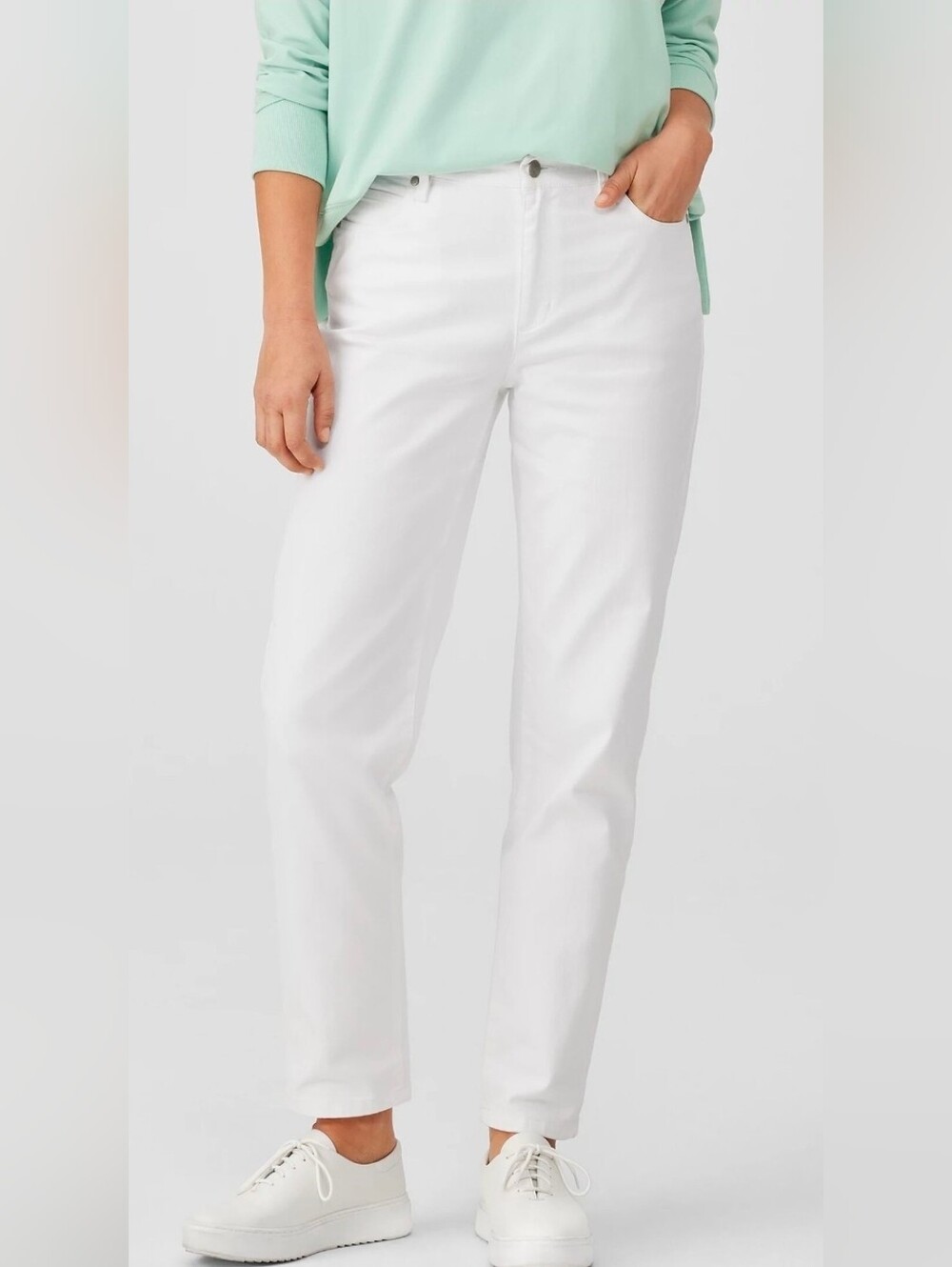 EILEEN FISHER White Classic 5 Pocket Straight Leg Jeans Sz 16